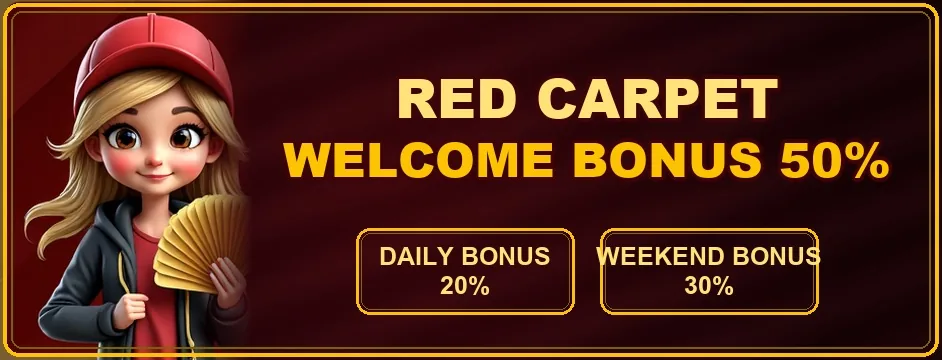 Toto888 Red Carpet Welcome Bonus 50% promotion banner